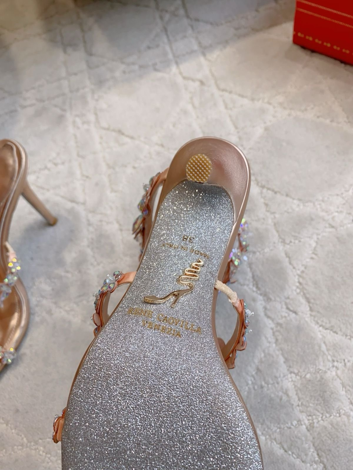 Eva Floral Crystal Embellished High Heel Sandals – Luxury Bridal Rhinestone Spiral Ankle Strap Heels - Image 3