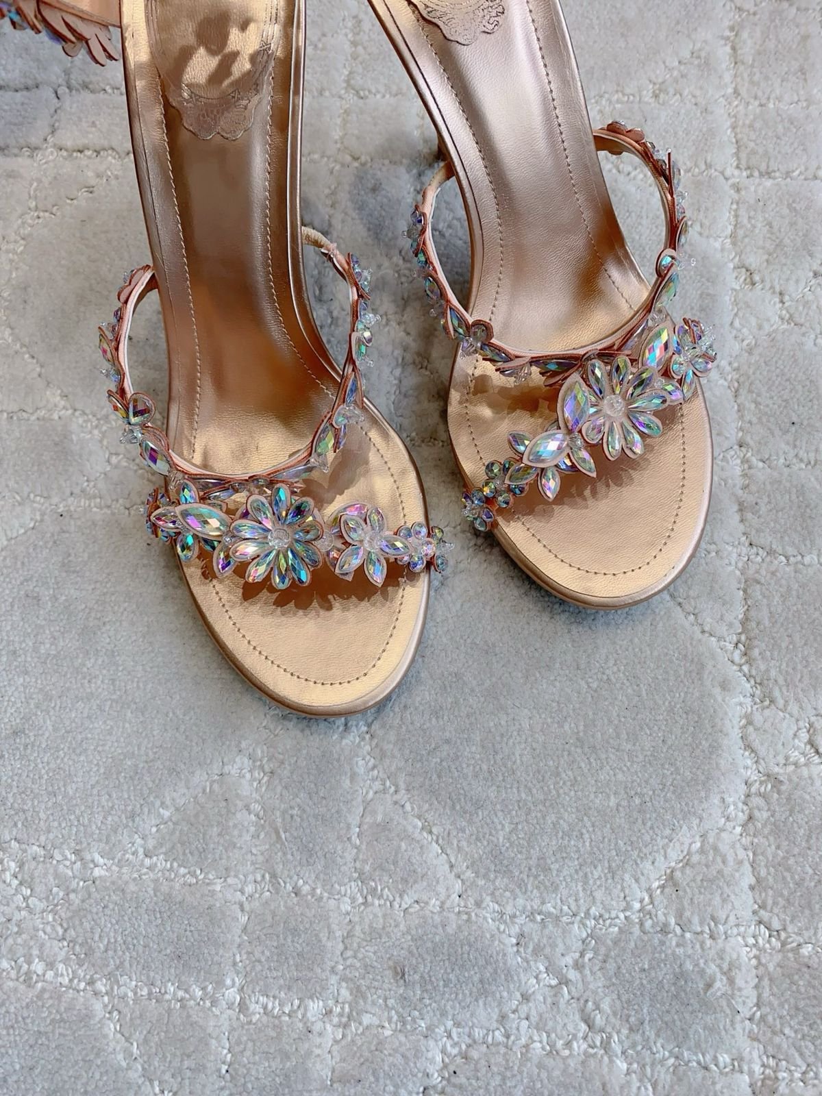 Eva Floral Crystal Embellished High Heel Sandals – Luxury Bridal Rhinestone Spiral Ankle Strap Heels - Image 4