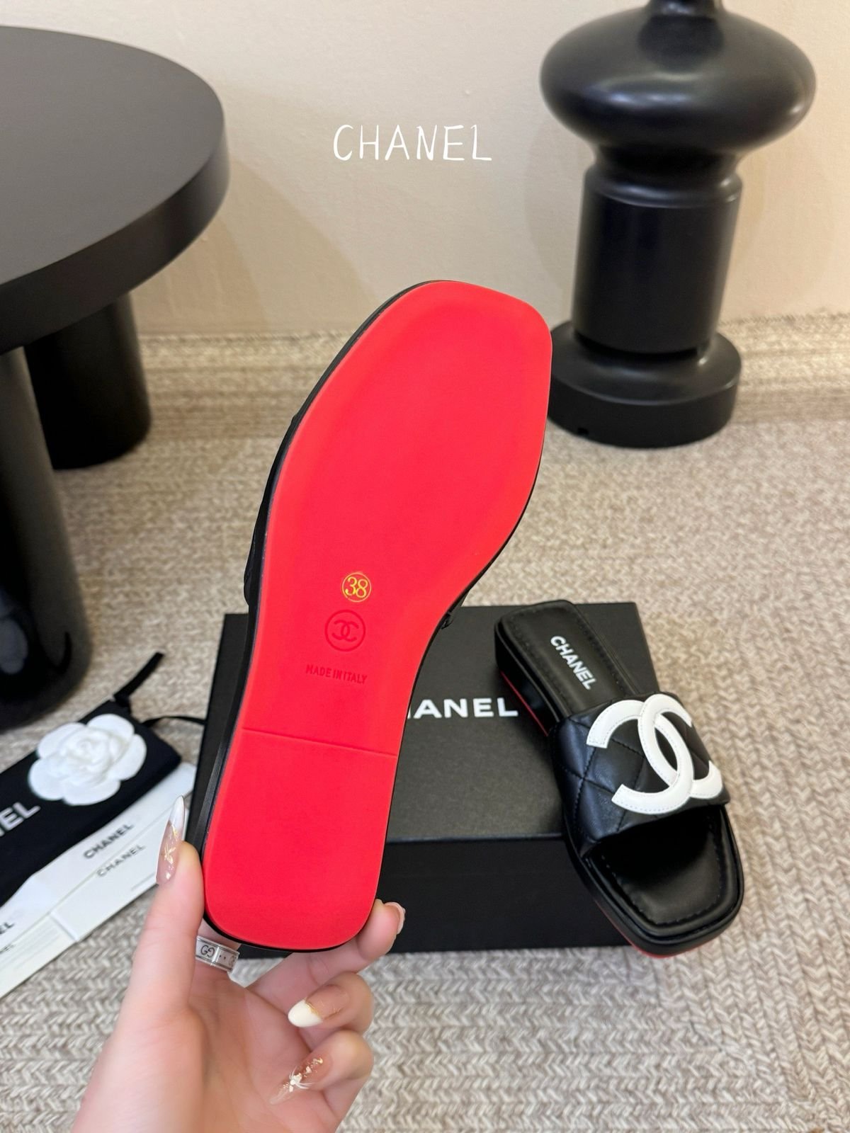 Chanel Cambon Ligne Quilted Slides - Image 3