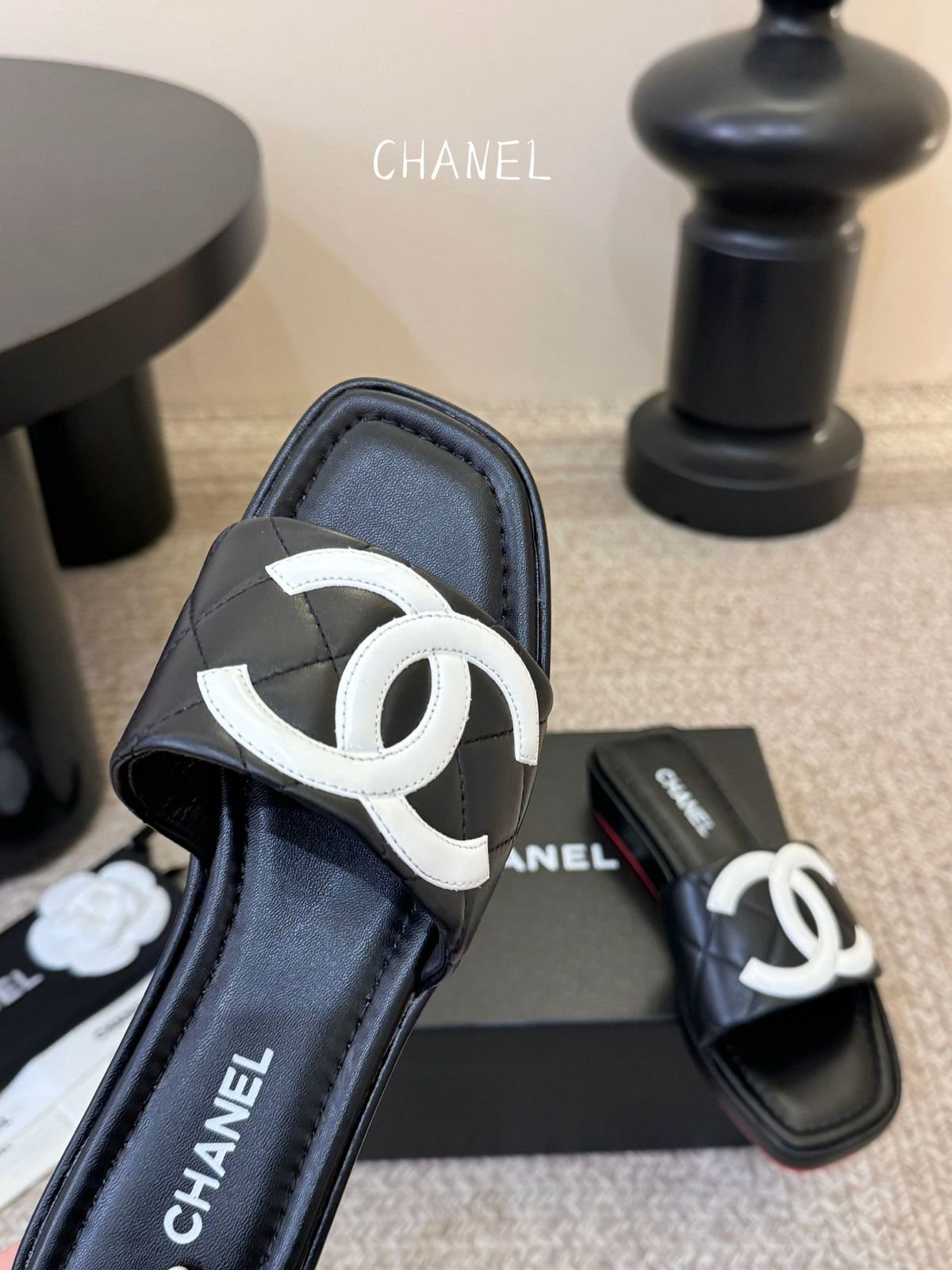Chanel Cambon Ligne Quilted Slides - Image 4