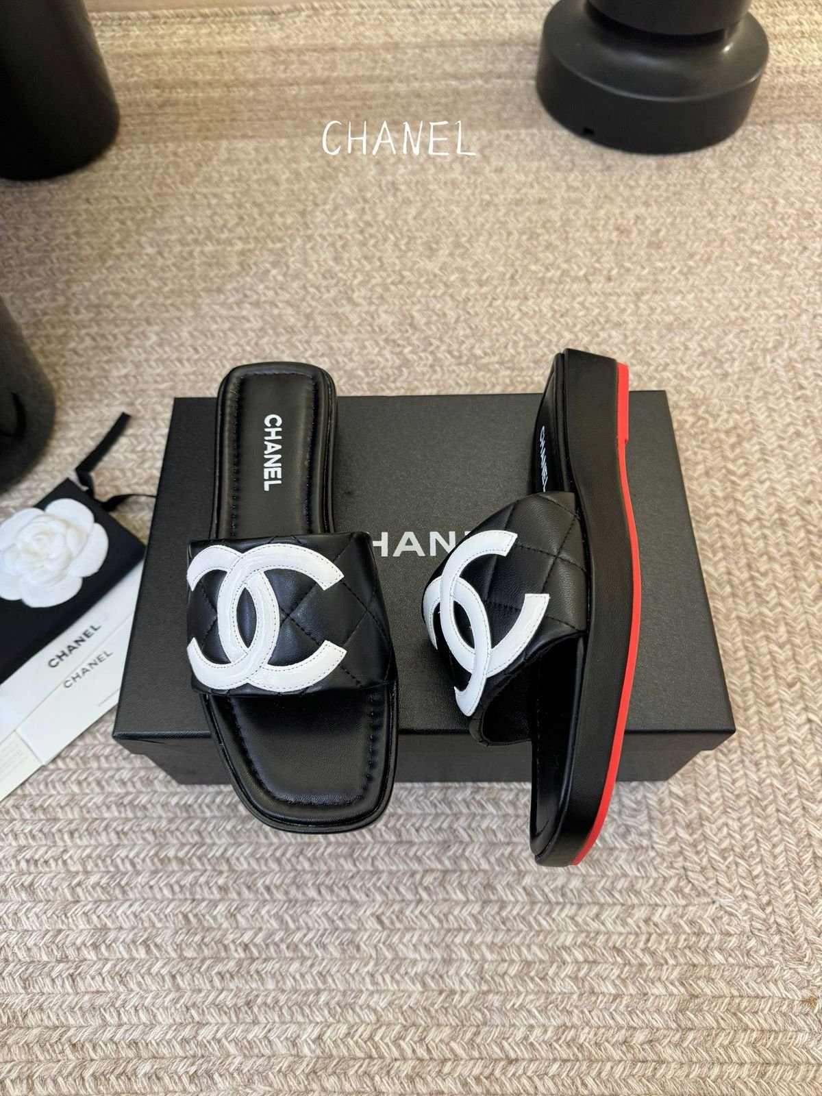 Chanel Cambon Ligne Quilted Slides